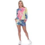 White Mark Women's Tie-Dye Lounge Top & Shorts Set