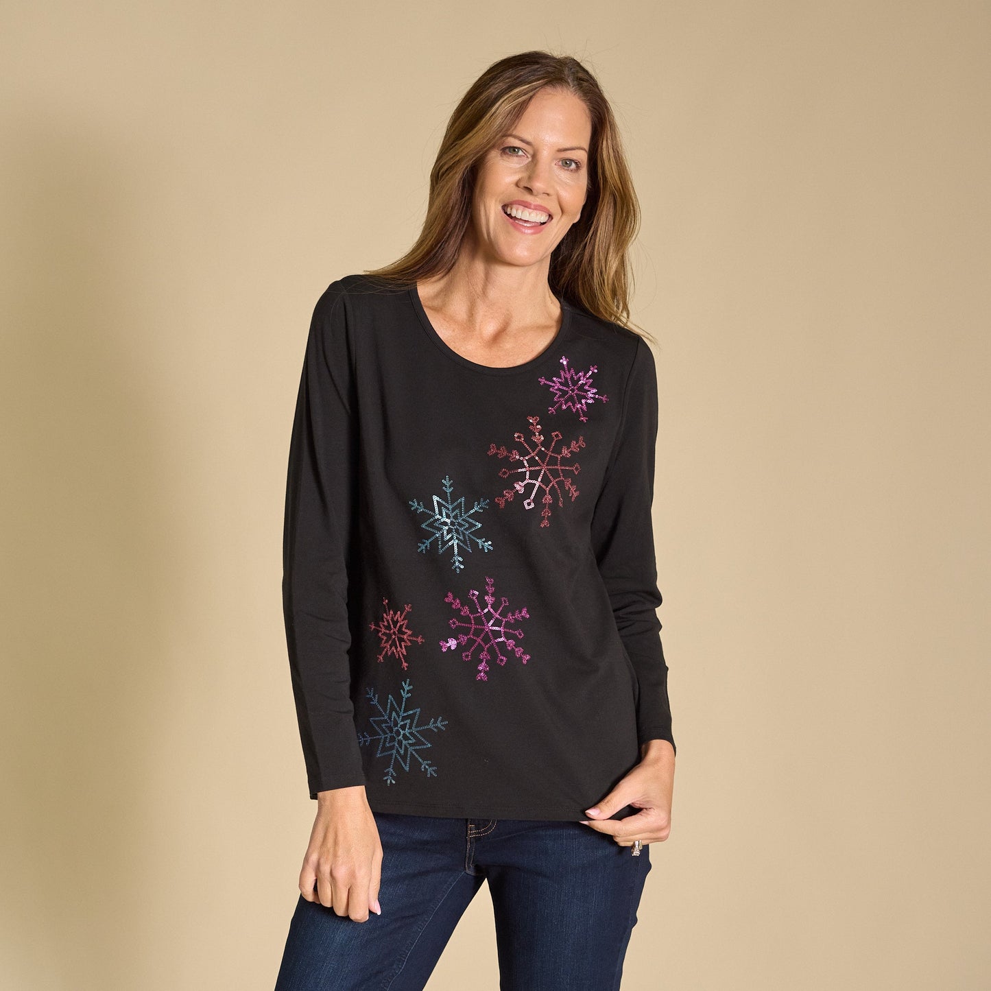 Christopher & Banks Embellished Snowflake Tee