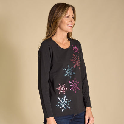 Christopher & Banks Embellished Snowflake Tee