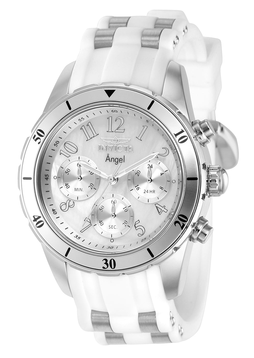 Invicta Women's 40mm Angel Quartz Chronograph MOP Dial Silicone Strap Watch