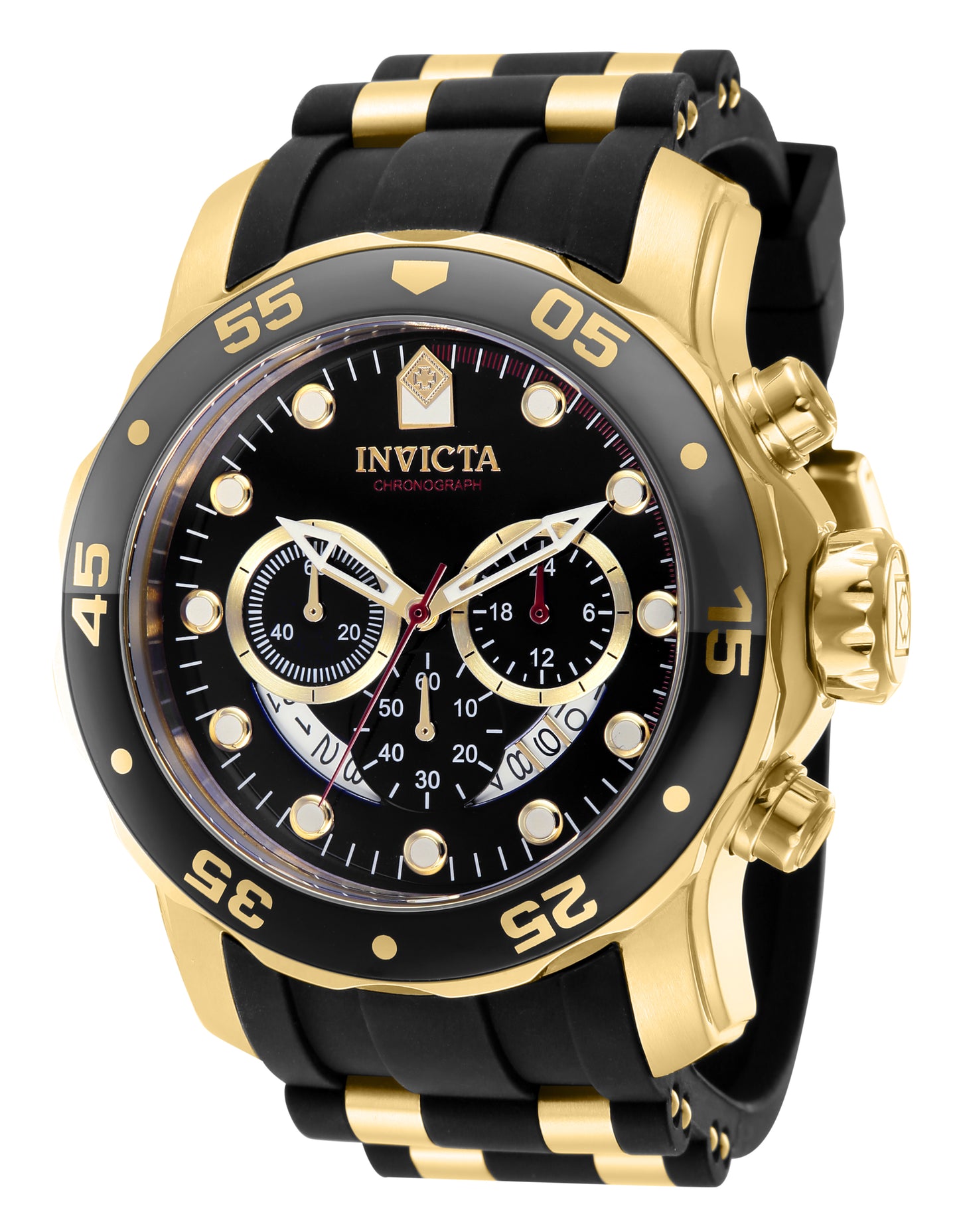 Invicta Men's 48mm Pro Diver Scuba Quartz Chronograph Black & Goldtone Strap Watch