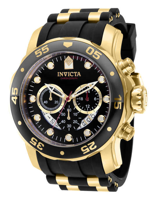 Invicta Men's 48mm Pro Diver Scuba Quartz Chronograph Black & Goldtone Strap Watch