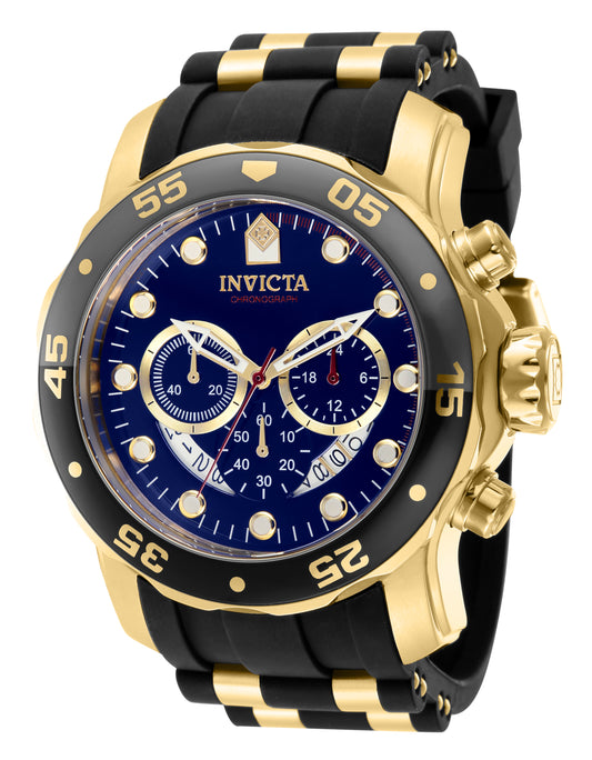 Invicta Men's 48mm Pro Diver Scuba Quartz Chrono Blue & Red Dial Silicone Strap Watch