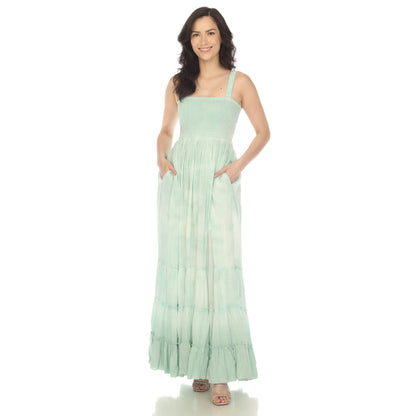 White Mark Women's Smocked Ruffle Maxi Dress