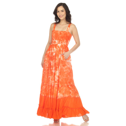 White Mark Women's Smocked Ruffle Maxi Dress