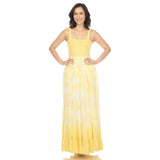 White Mark Women's Smocked Ruffle Maxi Dress
