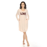 White Mark Women's "Love" Long Sleeve Sleep Shirt