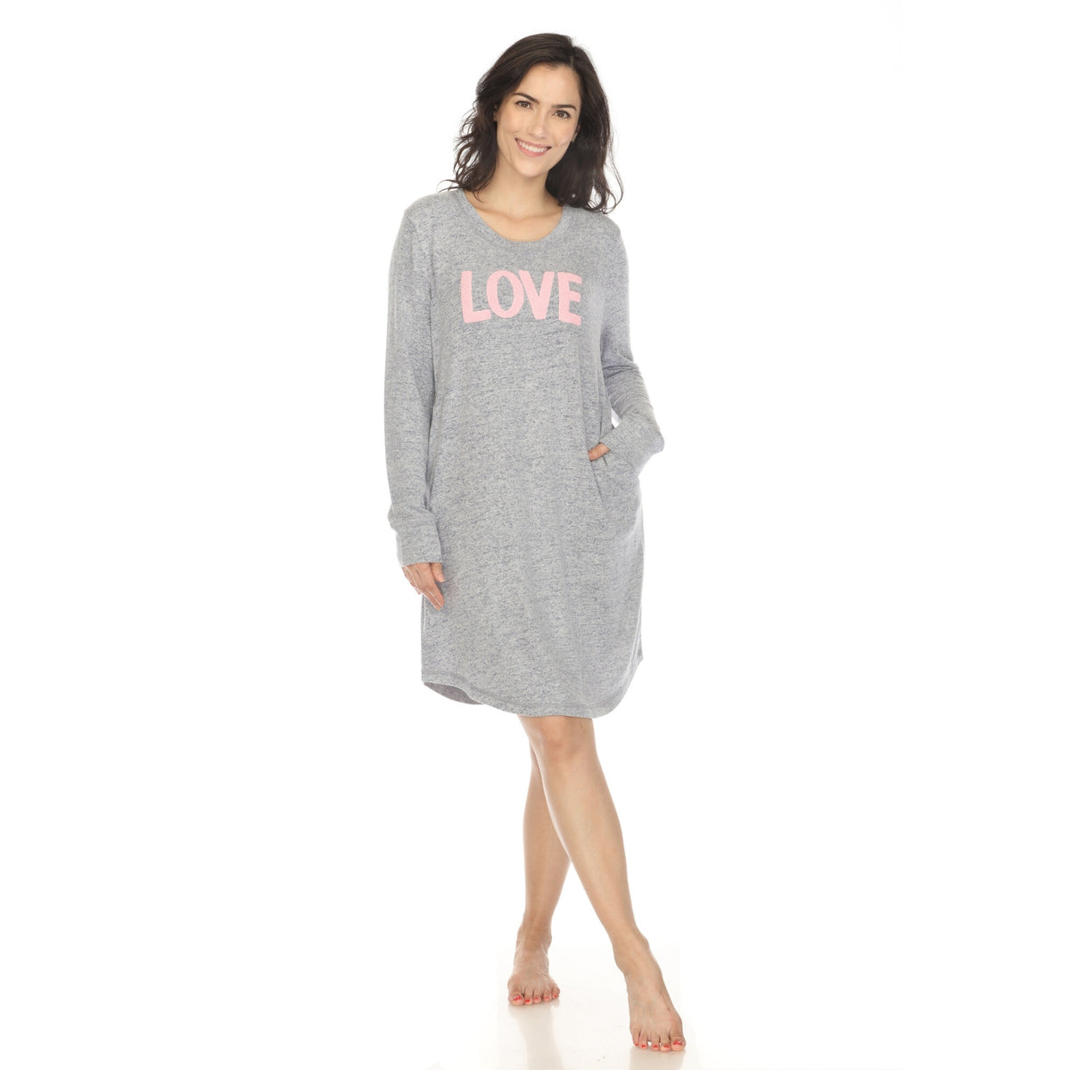 White Mark Women's "Love" Long Sleeve Sleep Shirt