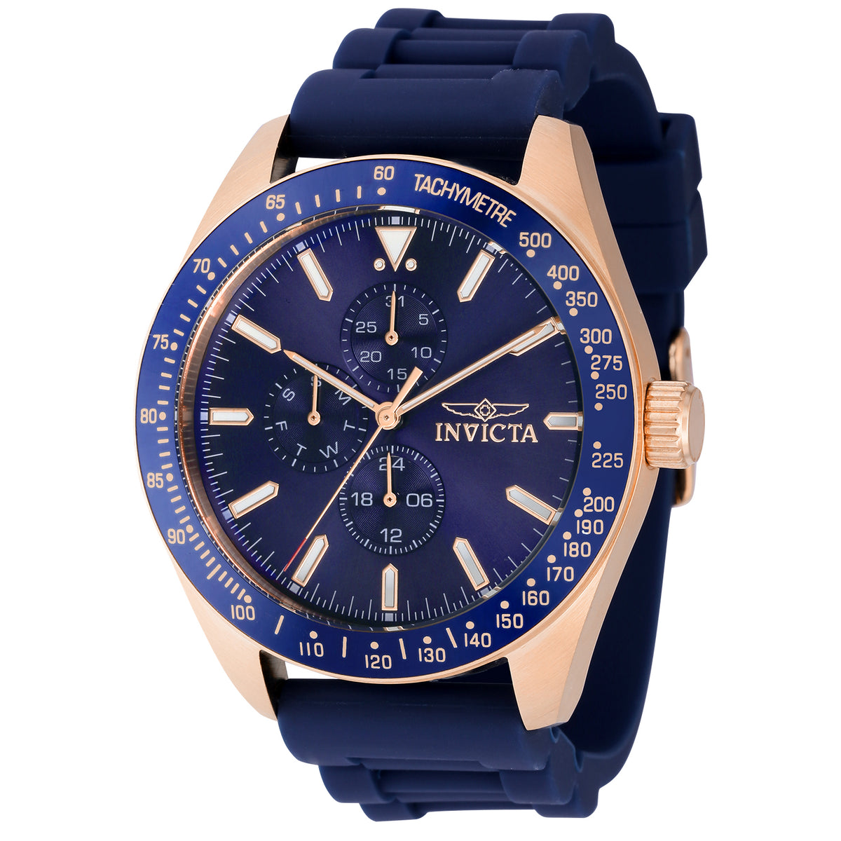 Invicta Men's 45mm Aviator Quartz 24 Hour Blue Label Silicone Strap Watch
