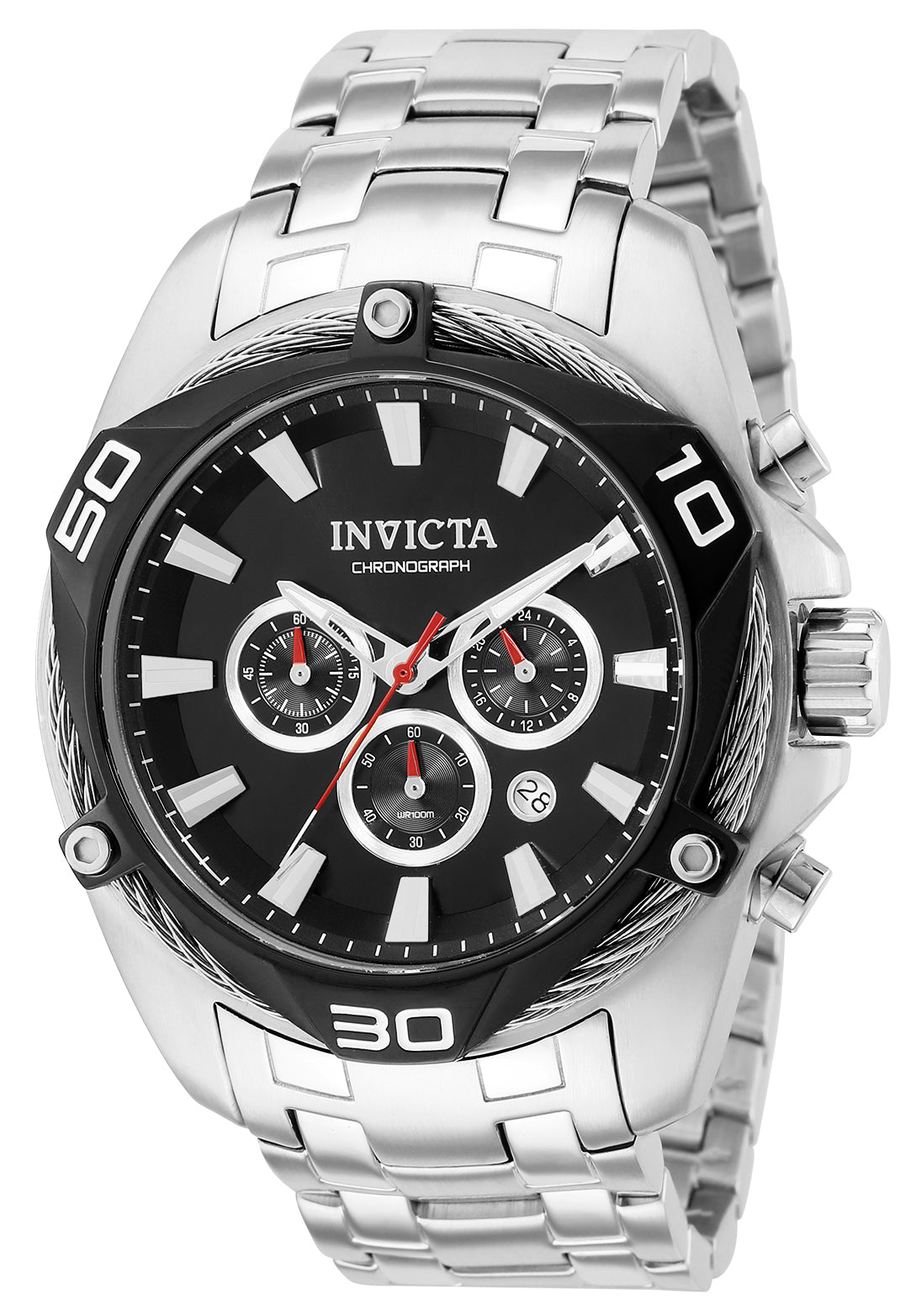 Invicta Men's 50mm Bolt Quartz Chronograph Cable Bezel Bracelet Watch