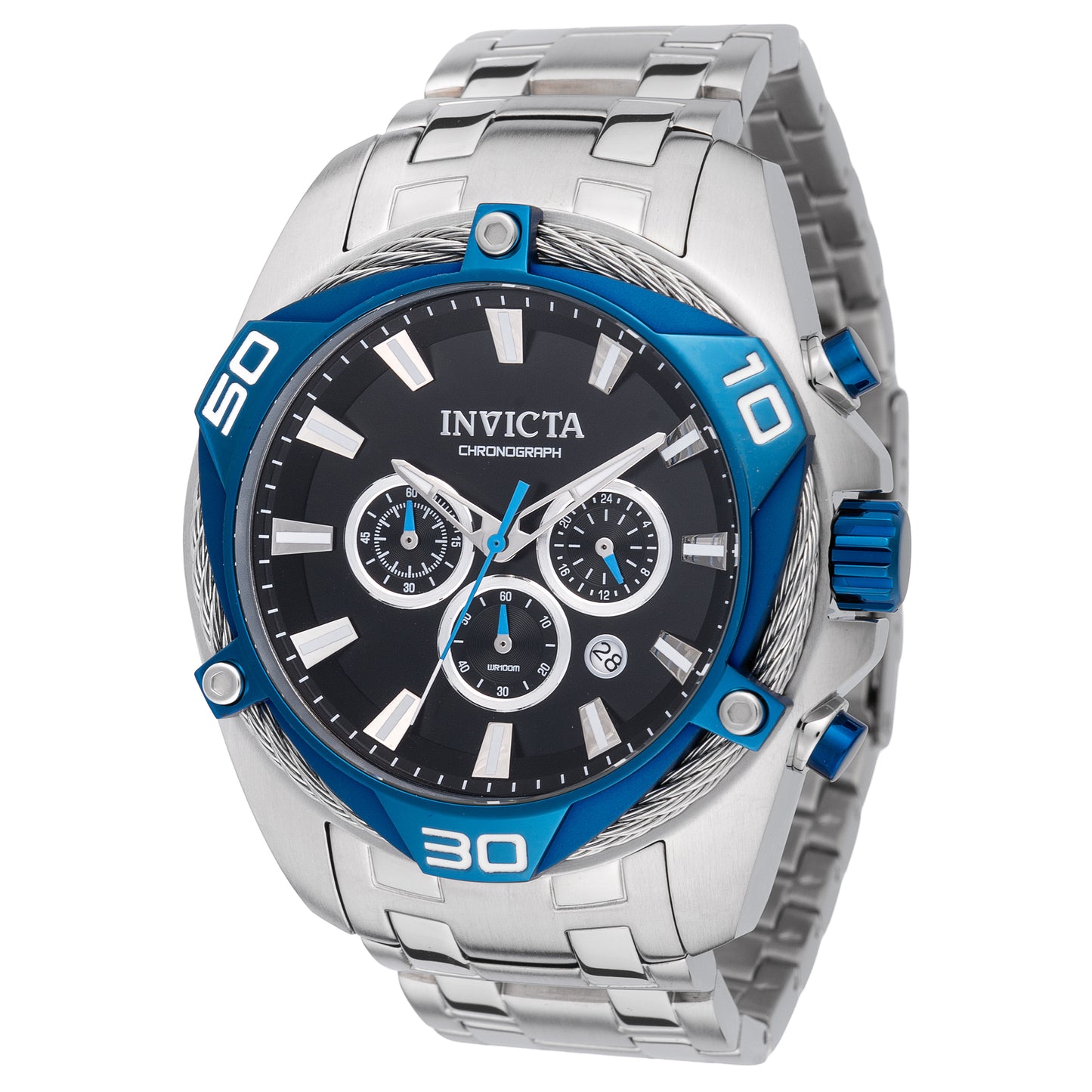 Invicta Men's 50mm Bolt Quartz Chronograph Cable Bezel Bracelet Watch