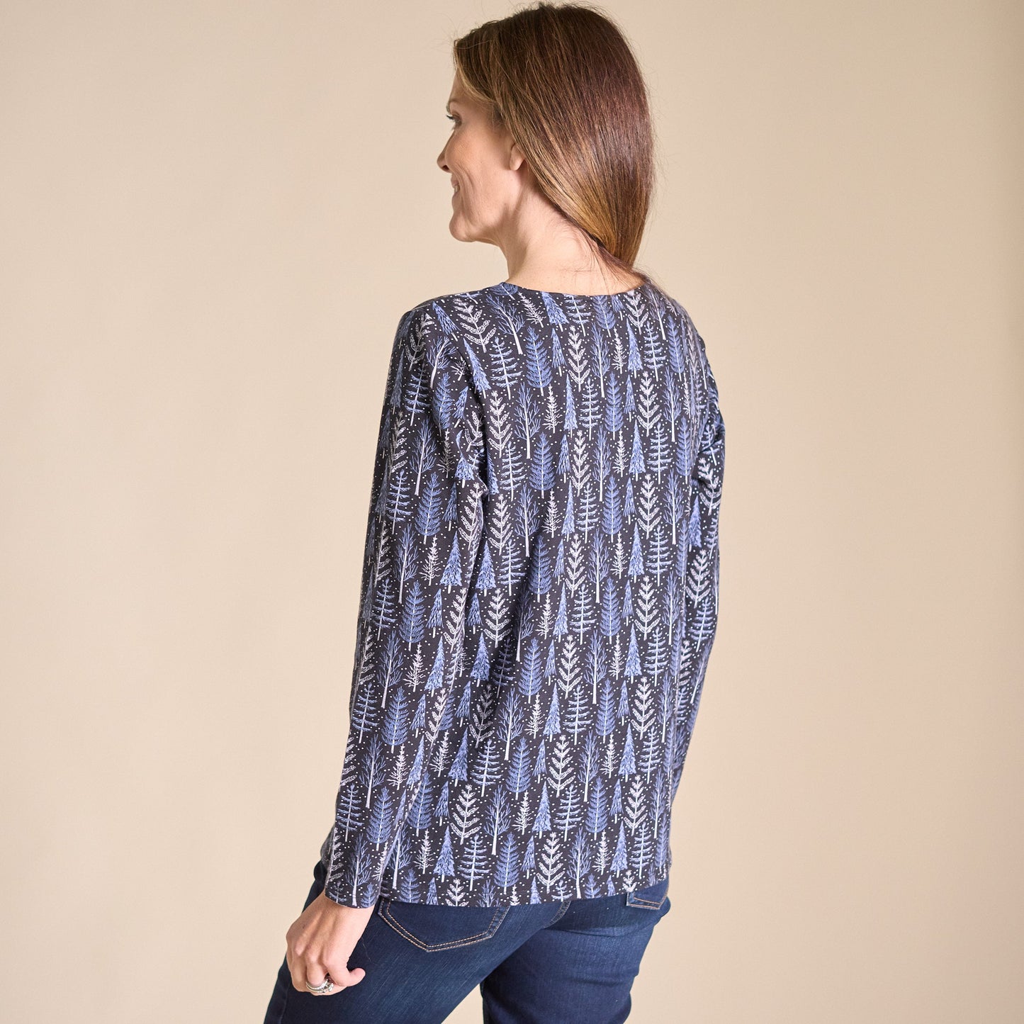 Christopher & Banks Festive Tree Print Long Sleeve Tee