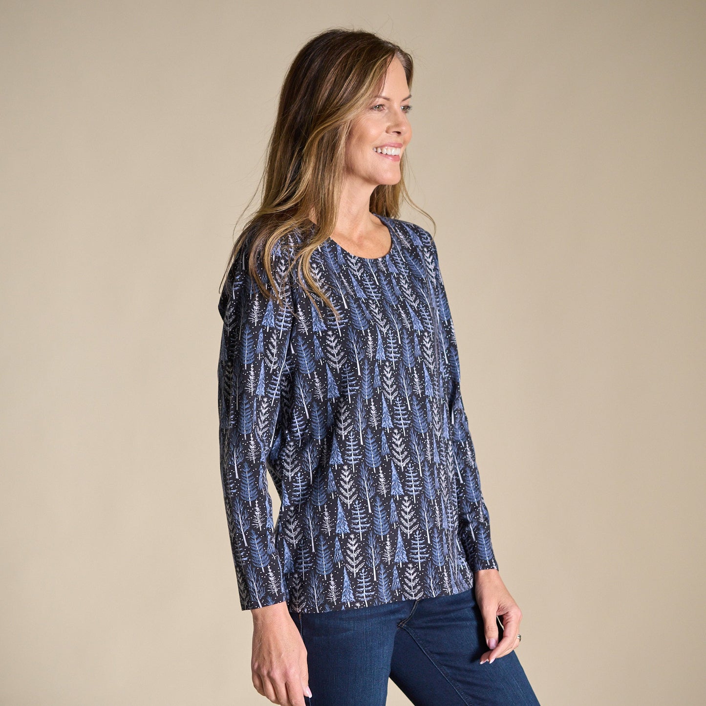 Christopher & Banks Festive Tree Print Long Sleeve Tee