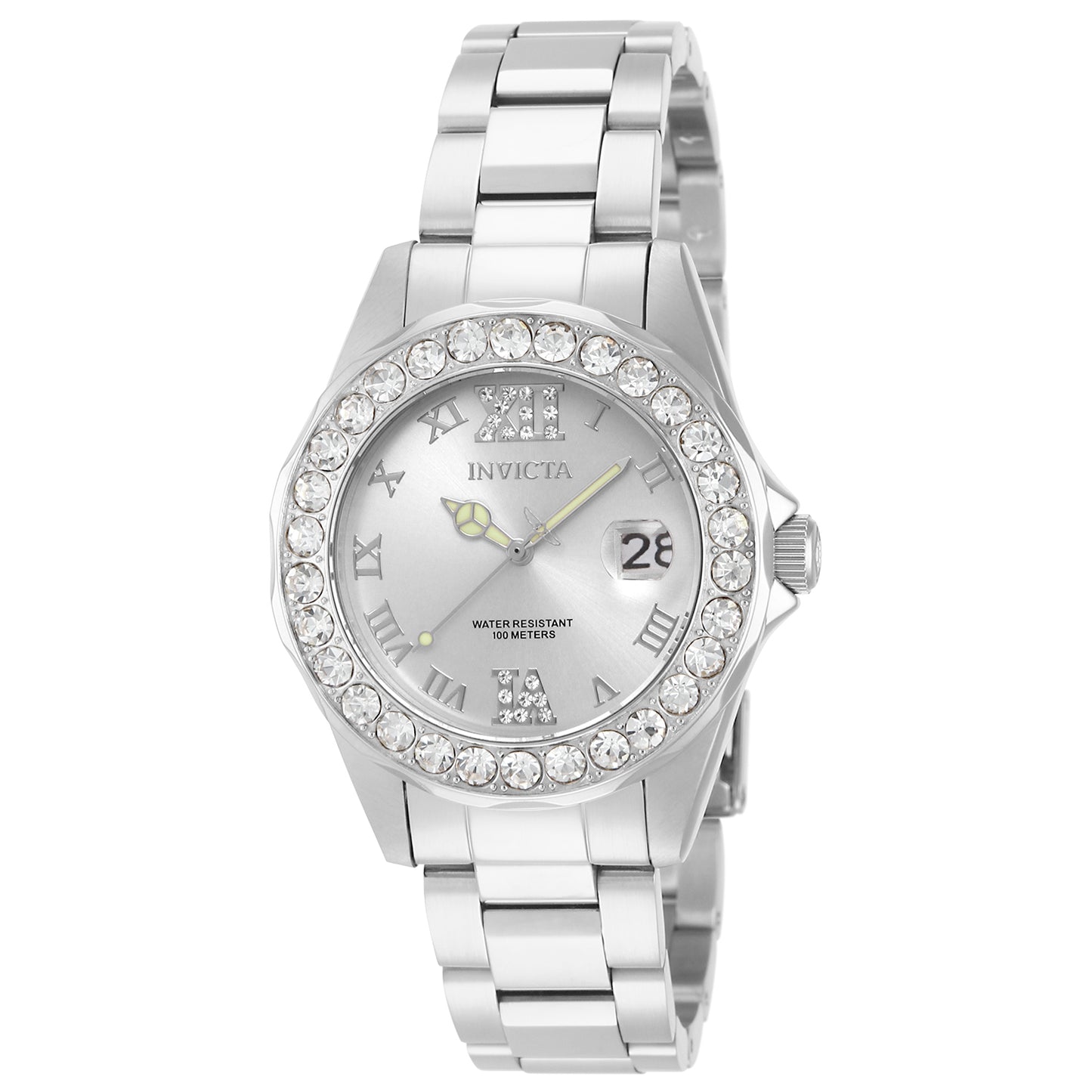 Invicta Women's 38mm Pro Diver Quartz Date Crystal Bezel Bracelet Watch