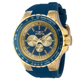 Invicta Men's 50mm Aviator Quartz Multifunction Blue & Goldtone Silicone Strap Watch