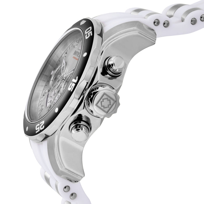 Invicta Men's 48mm Pro Diver Quartz Chronograph White Silicone Strap Watch