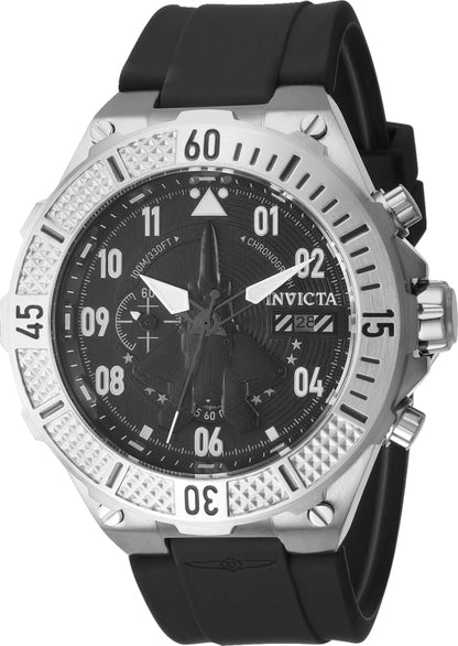 Invicta Men's 50mm Aviator Quartz Multifunction Black Silicone Strap Watch
