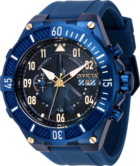 Invicta Men's 50mm Aviator Quartz Multifunction Blue Silicone Strap Watch