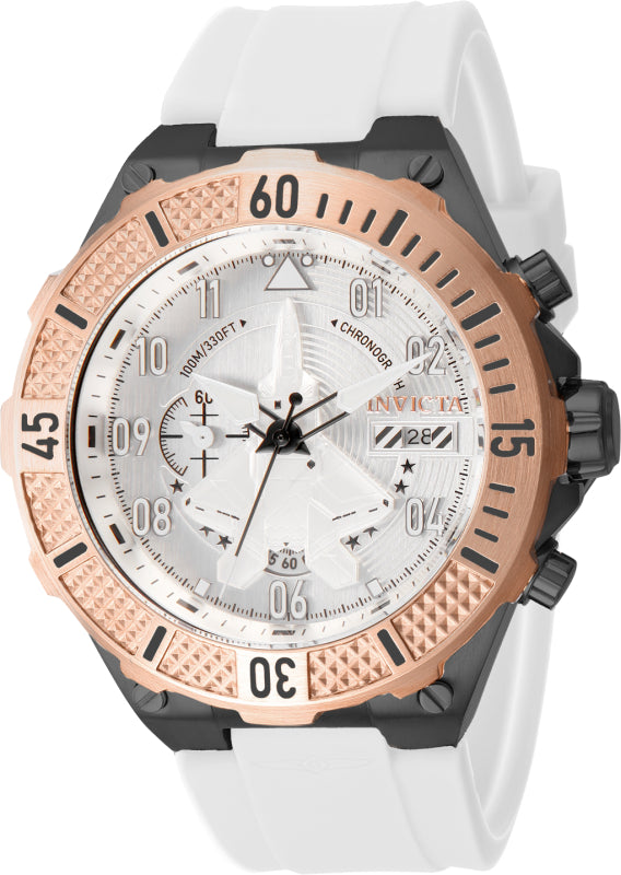 Invicta Men's 50mm Aviator Quartz Multifunction White Silicone Strap Watch