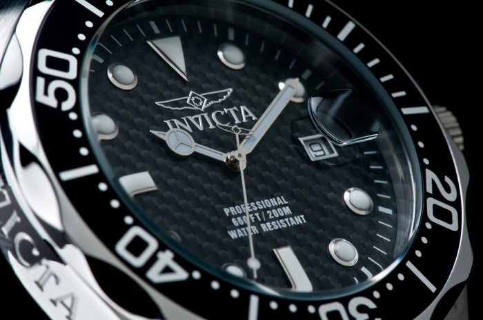 Invicta Men's 47mm Pro Diver Quartz Date Carbon Fiber Dial Bracelet Watch