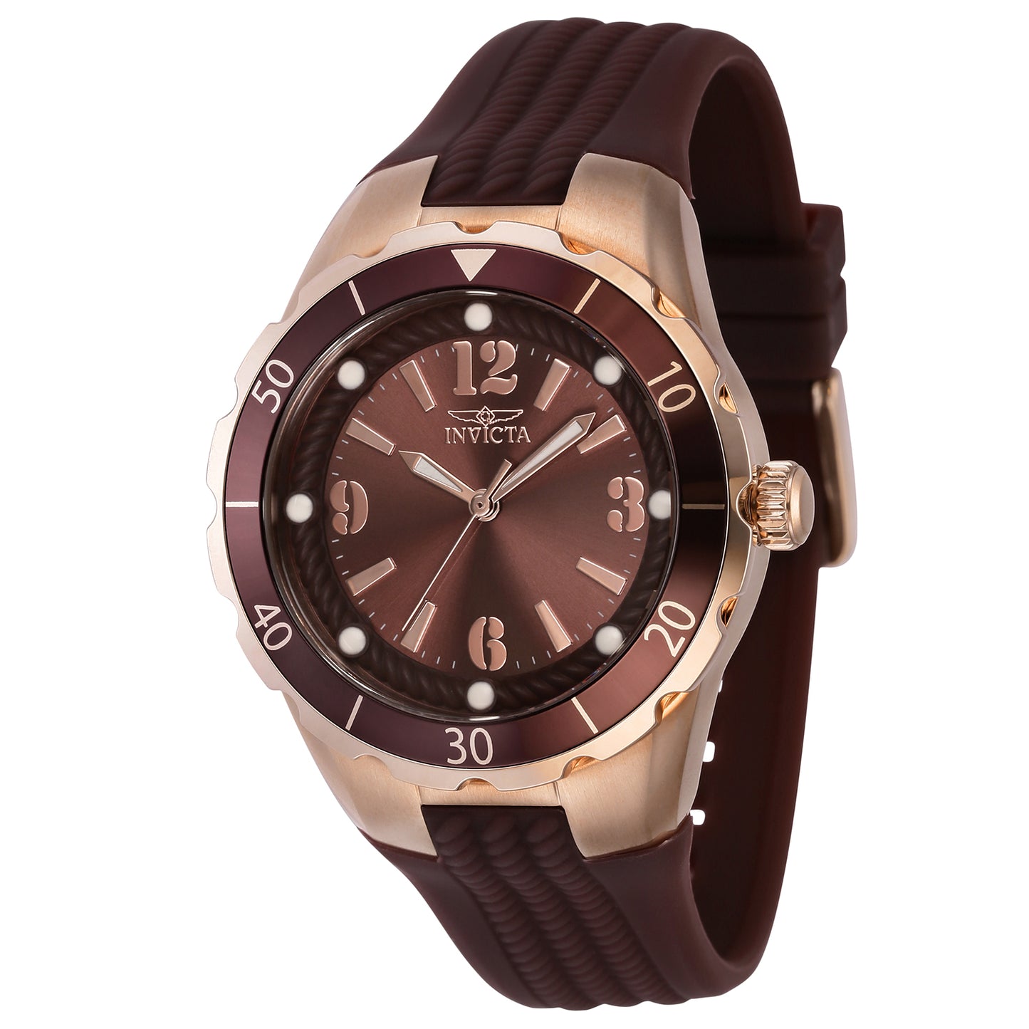Invicta Women's 38mm Angel Quartz Luminous Markers Textured Silicone Strap Watch