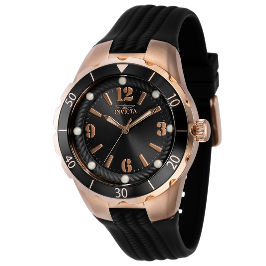 Invicta Women's 38mm Angel Quartz Rosetone Black Silicone Strap Watch