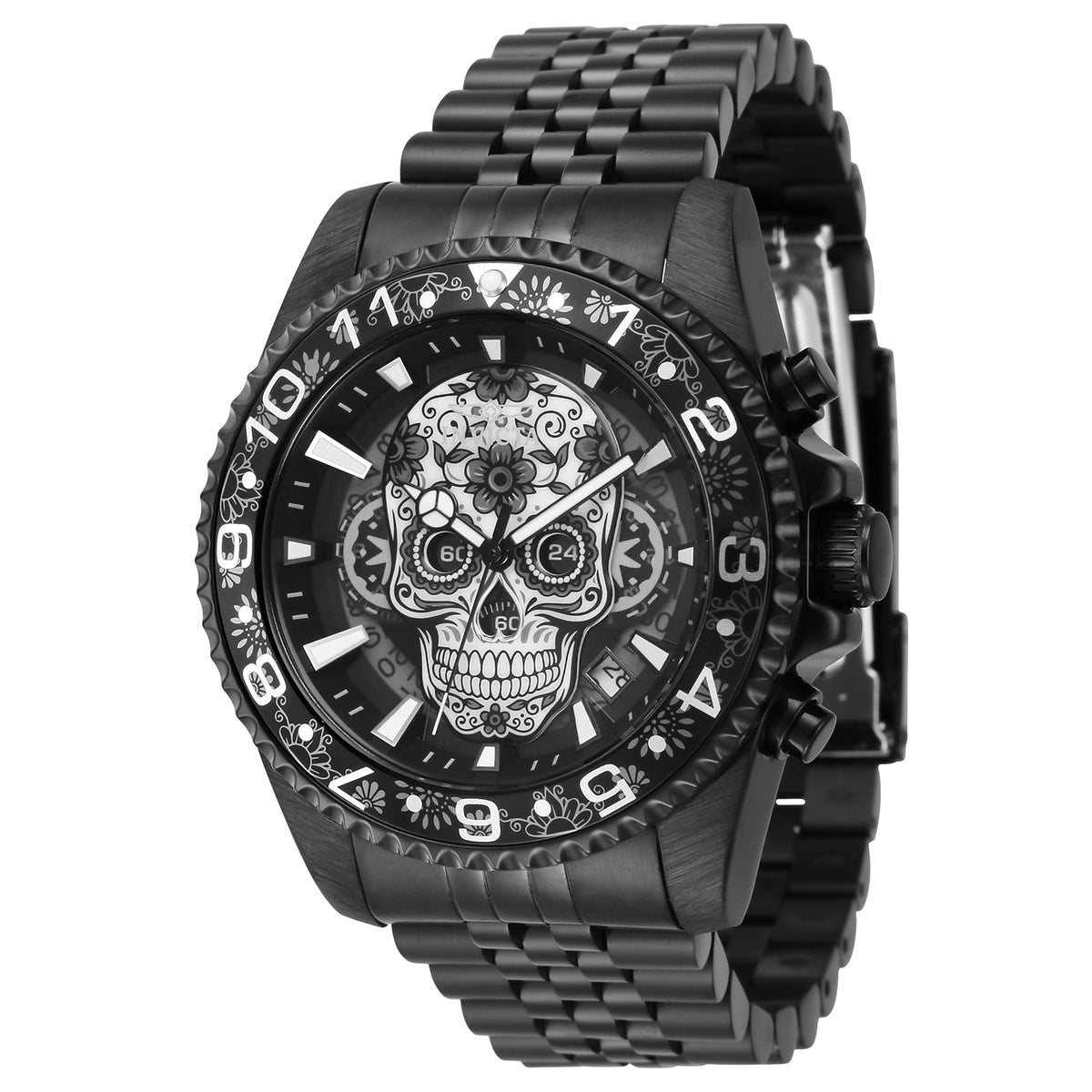 Invicta Men's 43mm Pro Diver Quartz Chrono Dia de los Muertos Skull Bracelet Watch