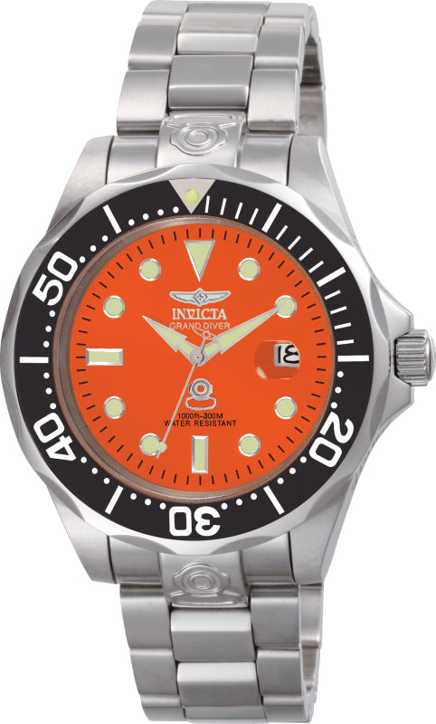 Invicta Men's 47mm Grand Diver Automatic Orange Dial Bracelet Watch