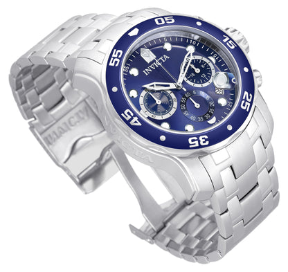 Invicta Men's 48mm Pro Diver Scuba Quartz Chronograph Blue Bezel & Dial Bracelet Watch