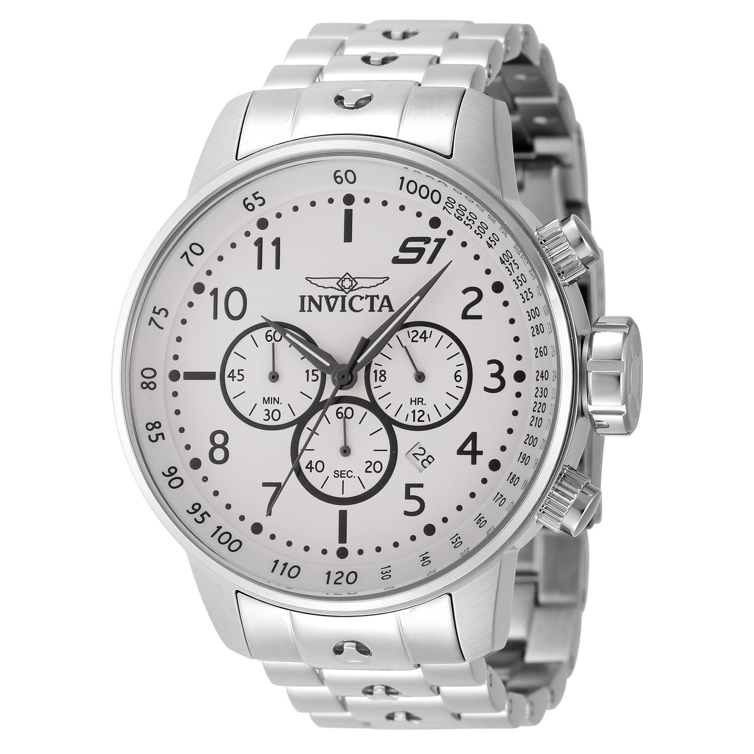 Invicta Men's 48mm S1 Rally Quartz Chronograph Silvertone Bracelet