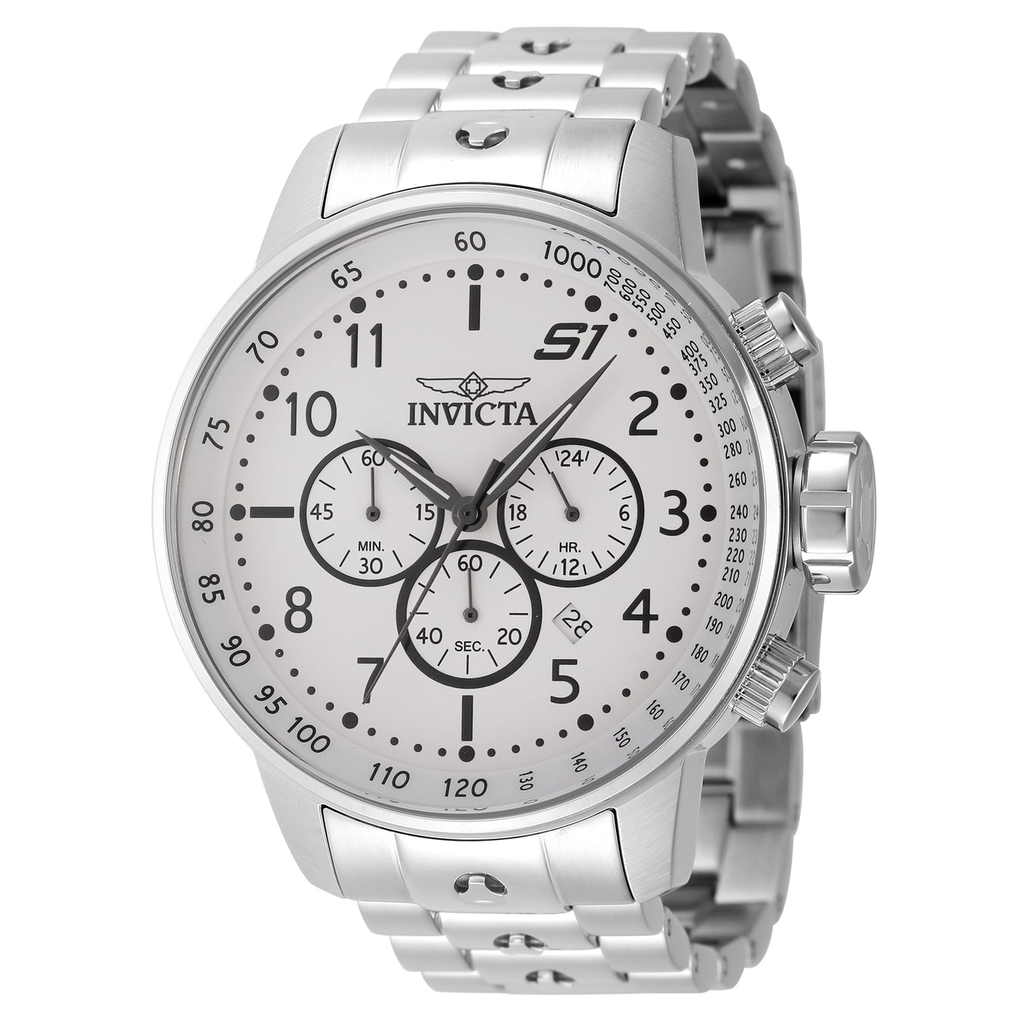 Invicta Men's 48mm S1 Rally Quartz Chronograph Silvertone Bracelet Watch