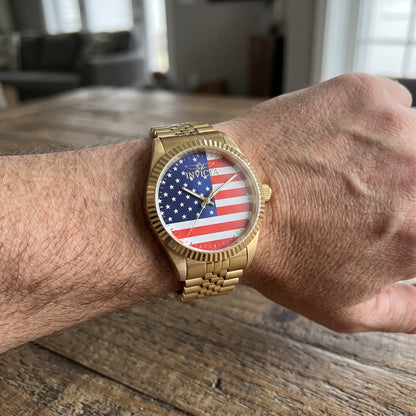 Invicta Men's 43mm Specialty Quartz American Flag Dial Bracelet Watch