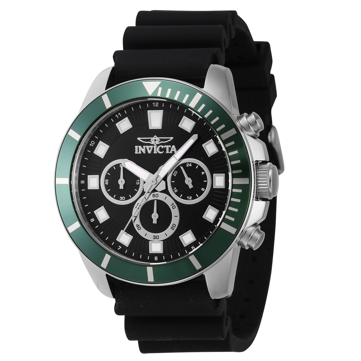 Invicta Men's 45mm Pro Diver Quartz Chronograph Color Bezel Black Silicone Strap Watch