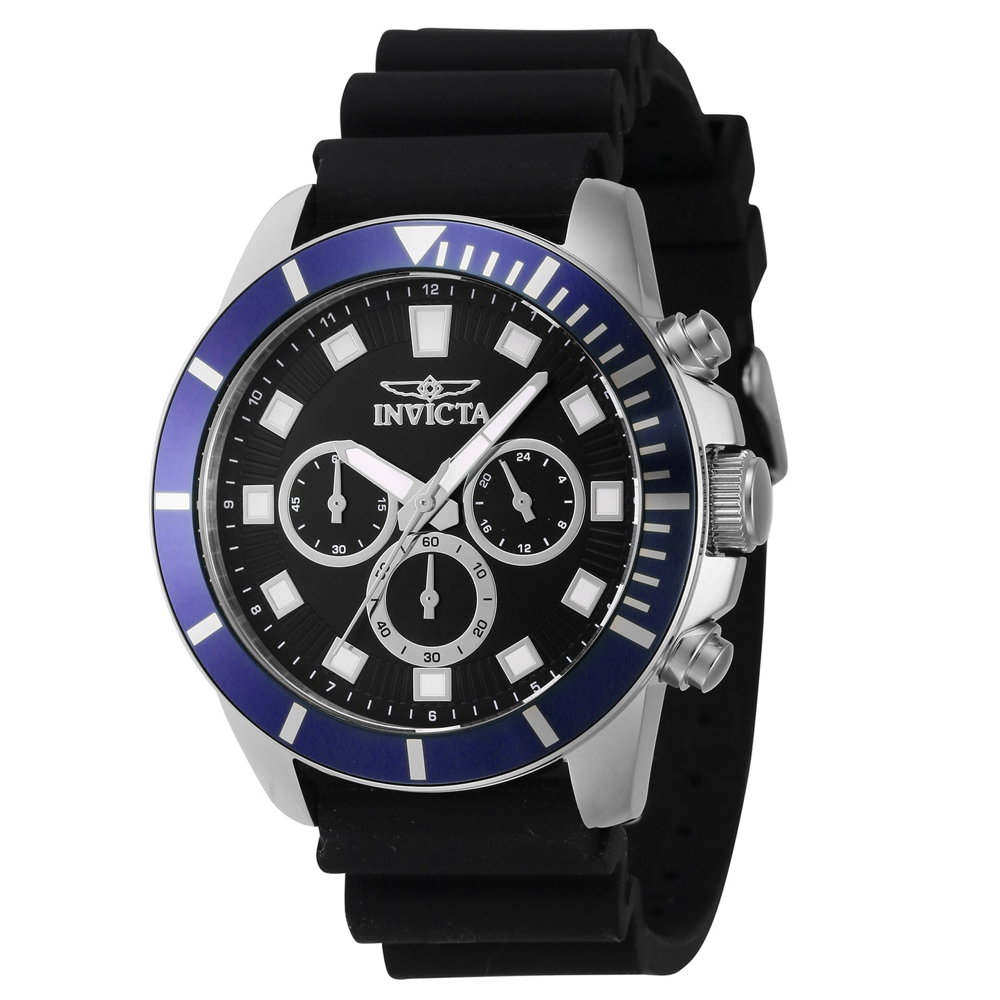 Invicta Men's 45mm Pro Diver Quartz Chronograph Color Bezel Black Silicone Strap Watch