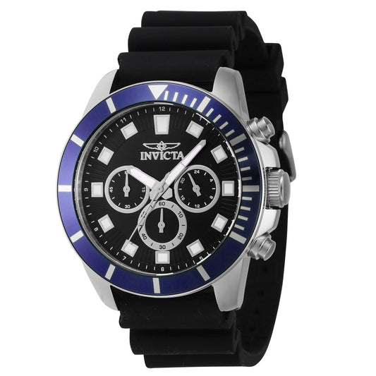 Invicta Men's 45mm Pro Diver Quartz Chronograph Color Bezel Black Silicone Strap Watch