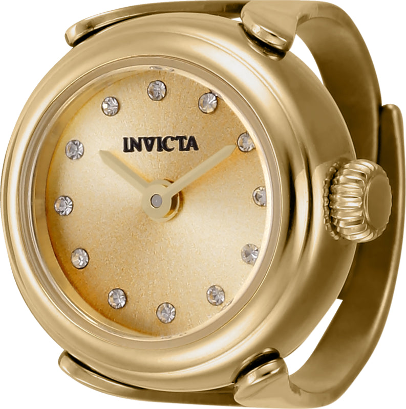 Invicta Women's 17mm Angel Quartz Crystal Accented Mini Ring Watch