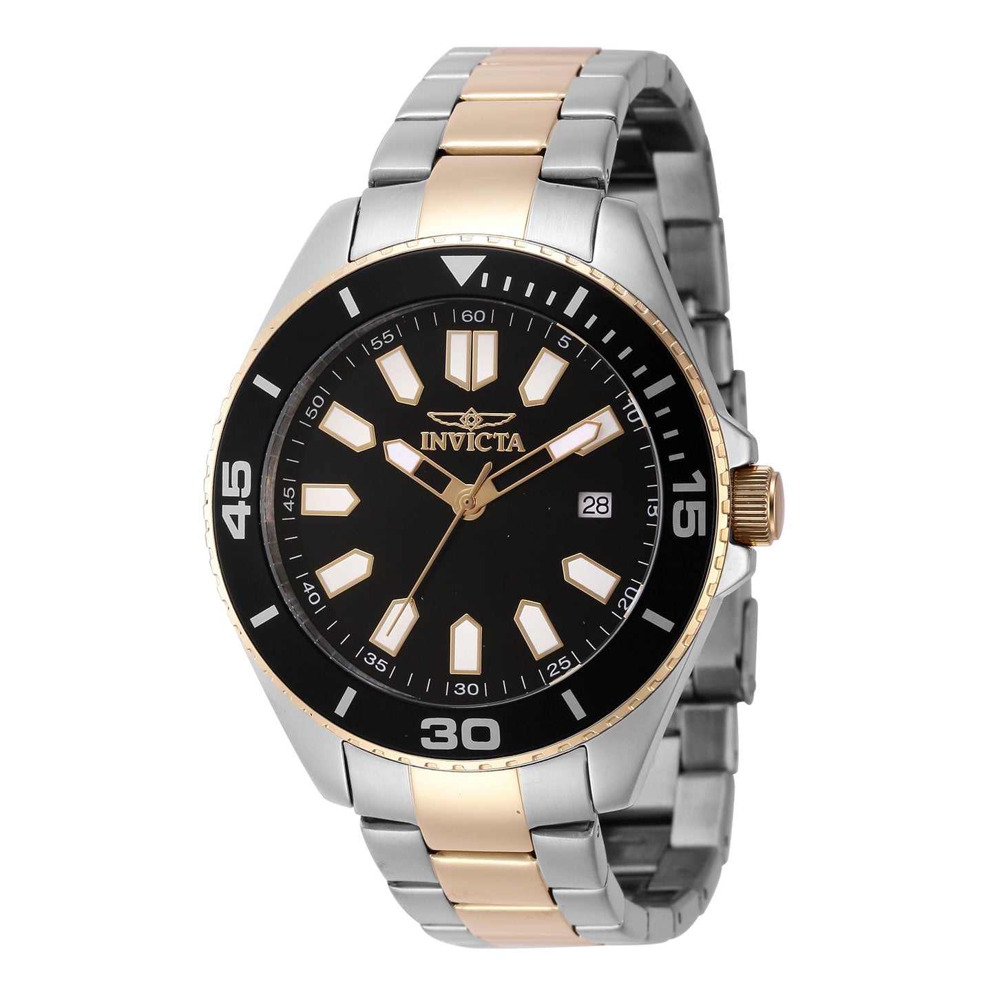 Invicta Men's 43mm Pro Diver Quartz Date Black Bezel & Dial Bracelet Watch