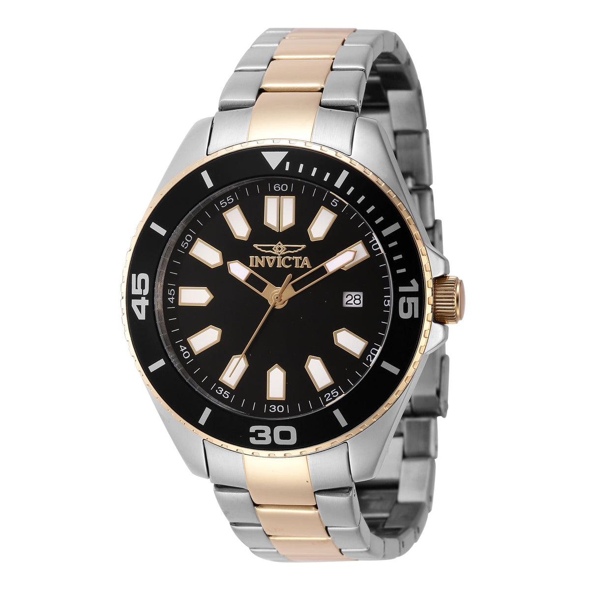 Invicta Men's 43mm Pro Diver Quartz Date Black Bezel & Dial Bracelet Watch