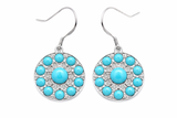 Sterling Silver Sleeping Beauty Turquoise Medallion Drop Earrings
