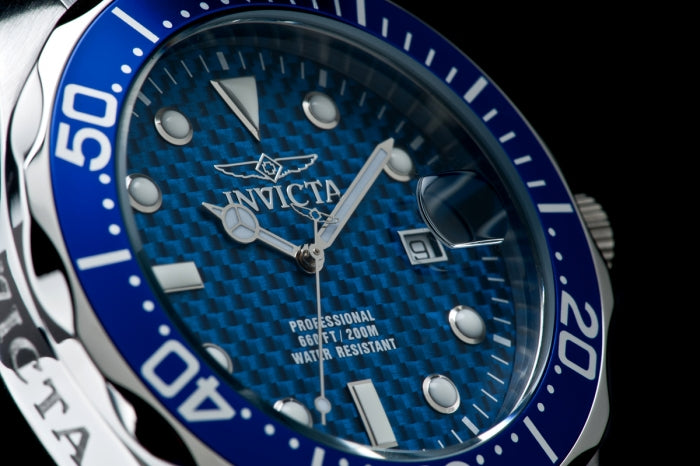 Invicta Men's 47mm Pro Diver Quartz Date Carbon Fiber Dial Bracelet Watch