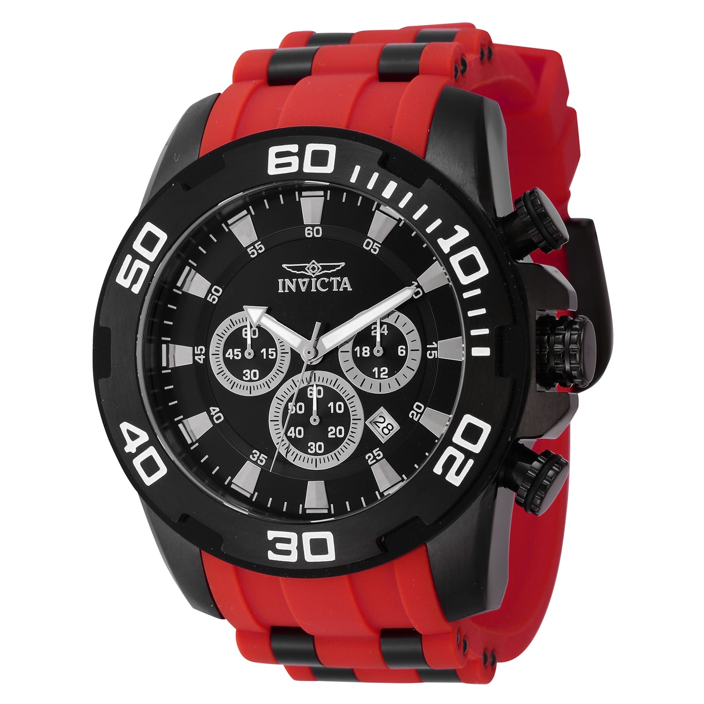 Invicta Men's 50mm Pro Diver Scuba Quartz Chronograph Blackout Dial & Case Silicone Strap Watch