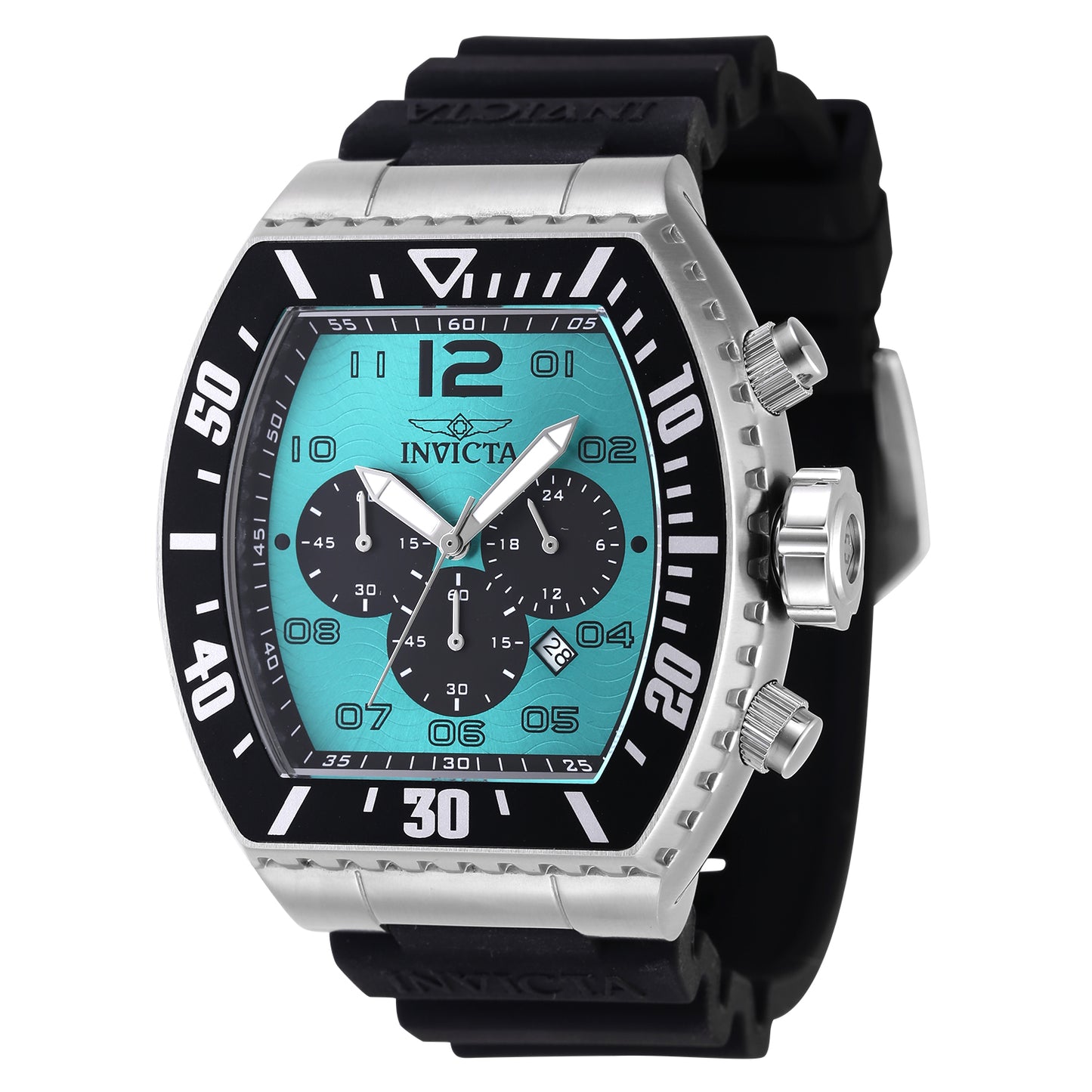 Invicta Men's 51mm Pro Diver Quartz Chronograph Light Blue Dial Tonneau Silicone Strap Watch