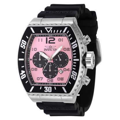 Invicta Men's 51mm Pro Diver Quartz Chronograph Pink Dial Tonneau Silicone Strap Watch