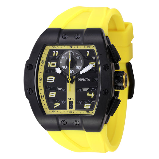 Invicta Men's 44mm Invicta Racing Quartz Chronograph Tonneau Yellow Silicone Strap Watch