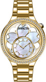 Invicta Women's 35mm Wildflower Quartz Crystal Bezel MOP Flower Inlay Dial Bracelet Watch