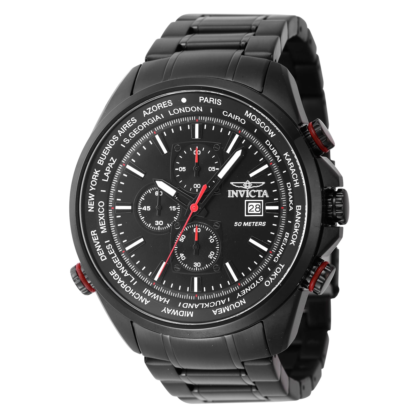 Invicta Men's 50mm Aviator Quartz Chronograph Blackout Bracelet Watch