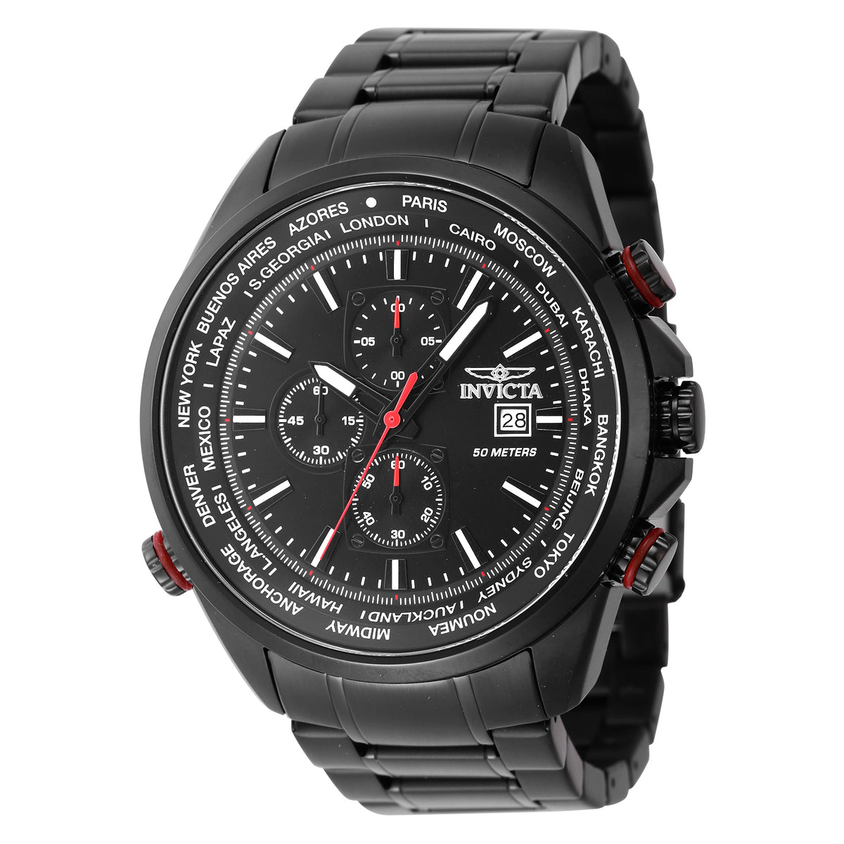 Invicta Men's 50mm Aviator Quartz Chronograph Blackout Bracelet Watch
