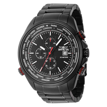 Invicta Men's 50mm Aviator Quartz Chronograph Blackout Bracelet Watch