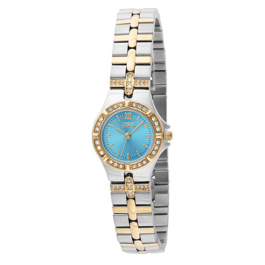 Invicta Women's 21mm Angel Quartz Turquoise Dial Crystal Accented Two-Tone Bracelet Watch