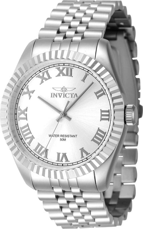Invicta Men's 43mm Specialty Quartz Fluted Bezel Silvertone Bracelet Watch